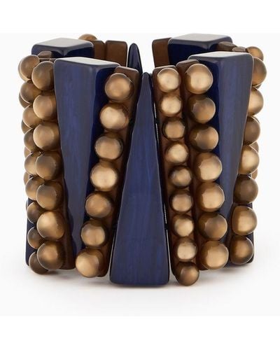 Giorgio Armani Stretch Bracelet With Spheres And Geometric Elements - Blue
