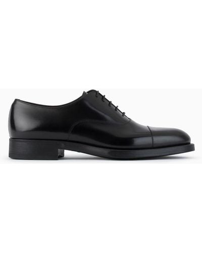 Giorgio Armani Gradient Leather Oxford Shoes - Black