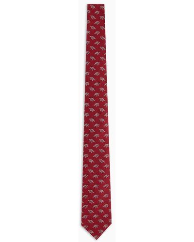 Giorgio Armani Krawatte Aus Seiden-baumwoll-jacquard - Rot