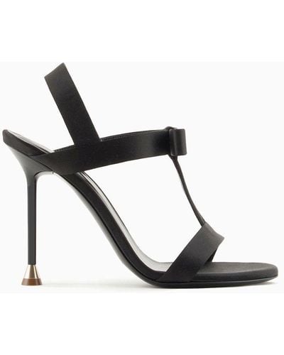 Giorgio Armani T-bar-sandalen Mit Schleife, Gefertigt Aus Gebürstetem Leder - Weiß