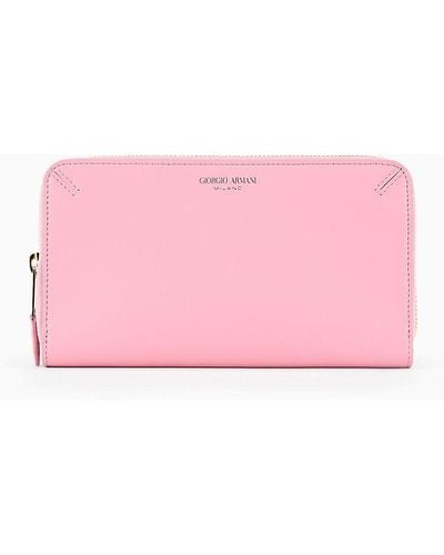 Giorgio Armani La Prima Leather Wallet With Wraparound Zip - Pink