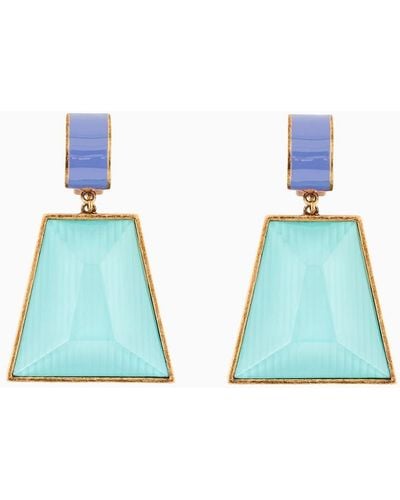 Giorgio Armani Clip-on Pendant Earrings With A Resin Element - Blue