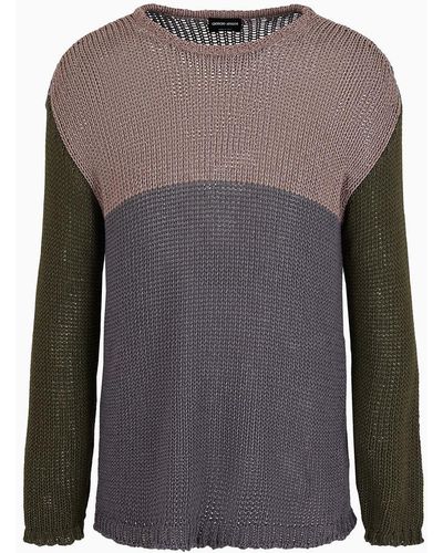 Giorgio Armani Cotton-blend Crew-neck Sweater - Gray