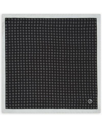 Giorgio Armani Asv Printed Silk Pocket Square - Black