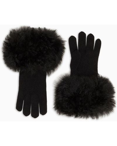 Giorgio Armani Knit Cashmere Gloves - Black