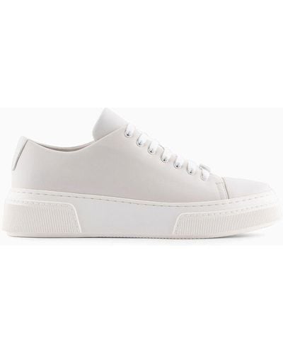 Giorgio Armani Sneakers In Pelle - Bianco