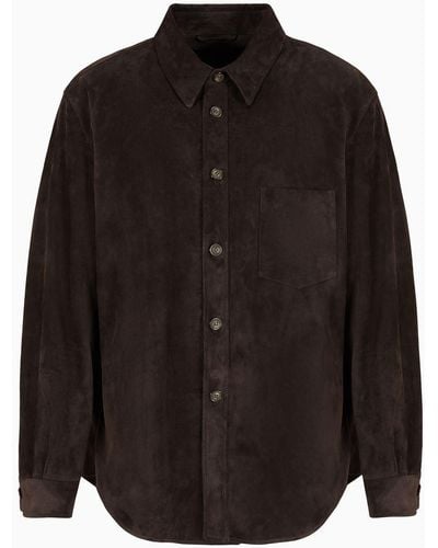 Giorgio Armani Oversized Suede Shirt - Black