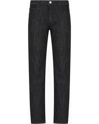 Giorgio Armani Regular-fit Five-pocket Cotton-denim Trousers - Black