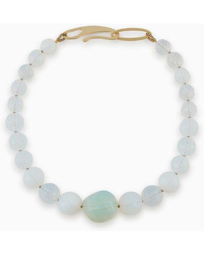 Giorgio Armani Choker Necklace With Opalescent Spheres - White