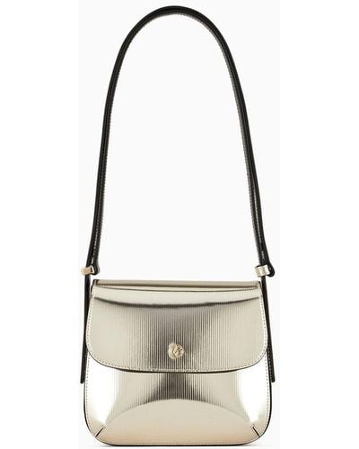 Giorgio Armani Small La Prima Bag In Striped Lamé Leather - Multicolour