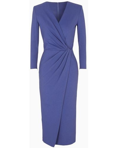 Giorgio Armani Viscose-blend Milano-stitch Midi Dress - Blue