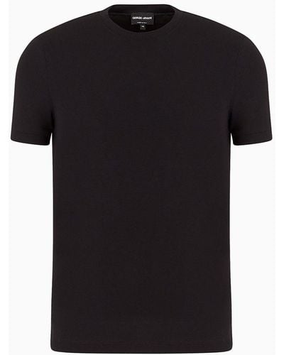 Giorgio Armani T-shirt Ras-du-cou En Jersey De Viscose Stretch Icon - Noir