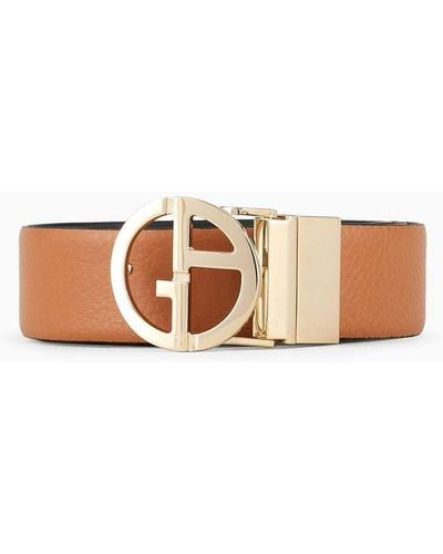 Giorgio Armani Two-toned Reversible Belt In Smooth Pebbled Leather - Multicolor