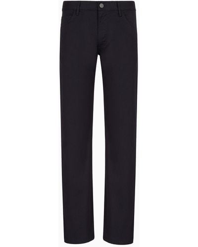Giorgio Armani Regular-fit Five-pocket Pants In Stretch Cotton - Blue