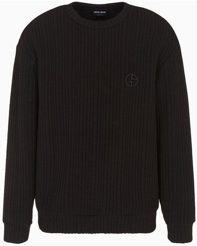 Giorgio Armani Cupro-sweatshirt Mit Rundhalsausschnitt Aus Umweltfreundlichem Jacquard-stoff - Schwarz