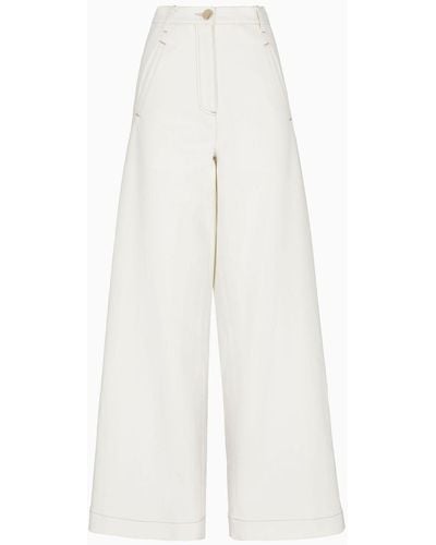 Giorgio Armani Denim Collection Pantaloni Ampi In Denim Di Cotone Stretch - Bianco
