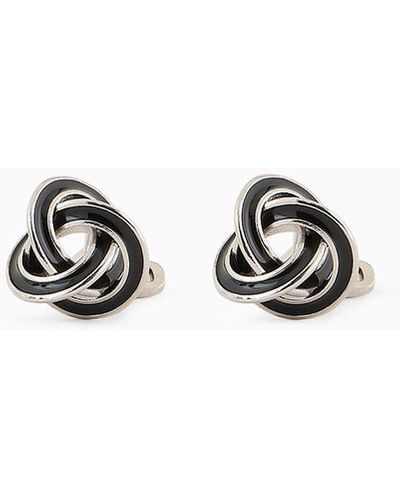 Giorgio Armani Sterling Silver Knot-shaped Cufflinks - White
