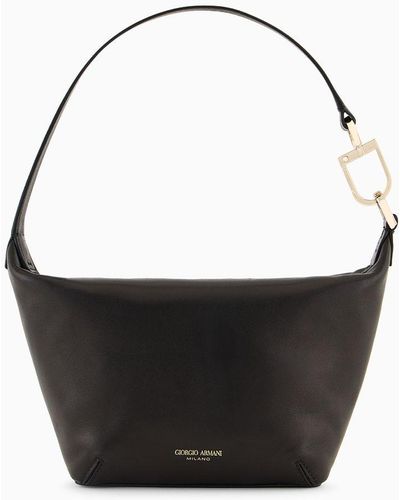 Giorgio Armani Small La Prima Soft Nappa Leather Handbag - Black