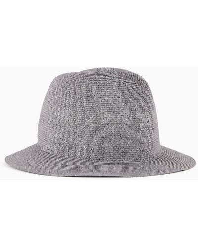 Giorgio Armani Woven Cotton-blend Hat - Gray