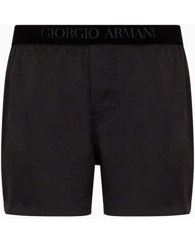 Giorgio Armani Silk And Velvet Boxers - Black