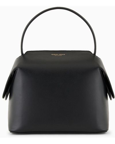Giorgio Armani Medium, Leather Boston Bag - Black