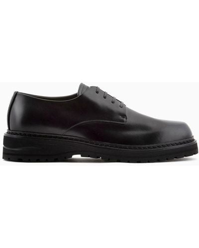 Giorgio Armani Leather Derby Shoes - Black