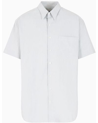 Giorgio Armani Short-sleeved Cotton Oversized Shirt - White