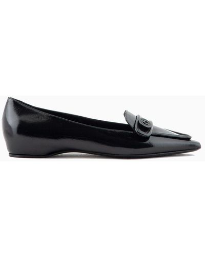 Giorgio Armani Pointed-toe Patent-leather Loafers - White