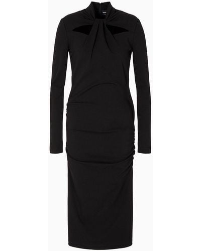 Giorgio Armani Armani Sustainability Values Viscose-blend Milano-stitch Midi Dress - Black