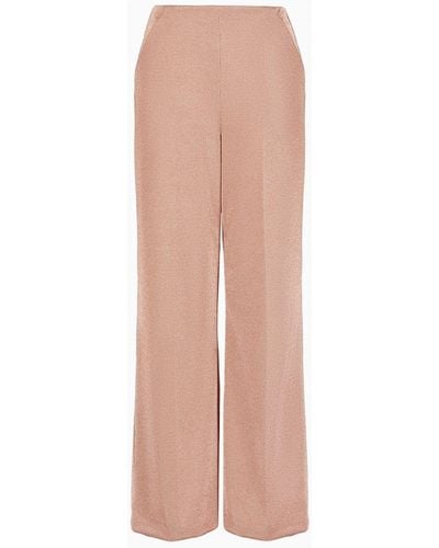 Giorgio Armani Flat-front, Viscose Bonded Jersey Trousers - Pink