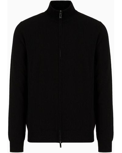 Giorgio Armani Pure Cashmere Zip-up Cardigan - Black