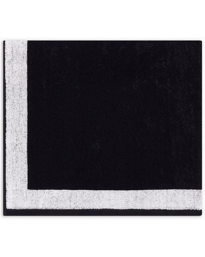 Giorgio Armani Cotton-terry Beach Towel With Oversized Jacquard Logo - Black