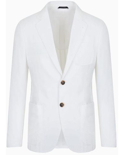 Giorgio Armani Single-breasted Jacket In A Silk-blend Twill - White