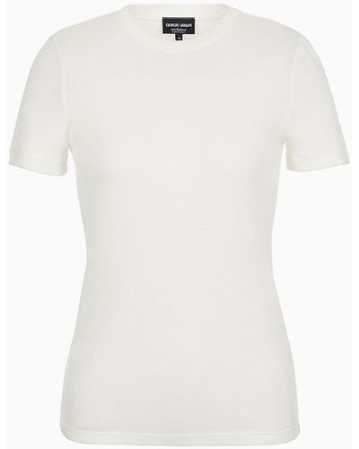 Giorgio Armani T-shirt Aus Reinem Kaschmir - Weiß