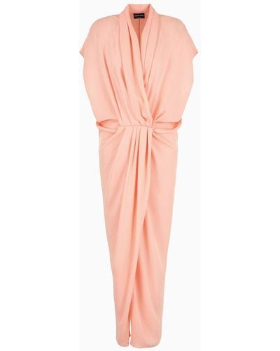 Giorgio Armani Asv Triple Silk Georgette Long Dress - Pink