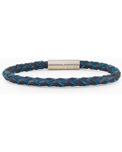 Giorgio Armani Bracelet En Cuir Tressé - Bleu