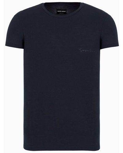 Giorgio Armani Camiseta De Estar En Casa De Punto Elástico - Azul