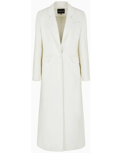 Giorgio Armani Long Double-cashmere Coat - White