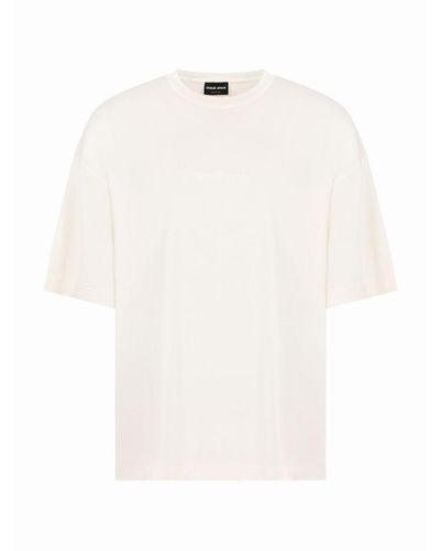 Giorgio Armani T-shirt Girocollo In Seta Stretch - Bianco
