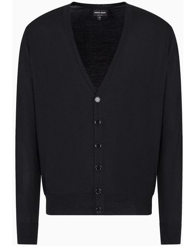 Giorgio Armani Virgin Wool Cardigan - Blue