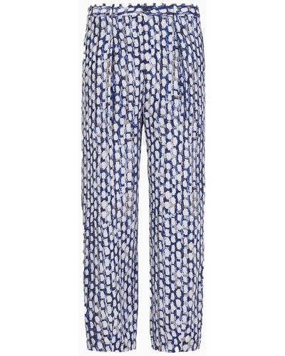 Giorgio Armani Pantalones Con Una Pinza De Cupro Estampado - Azul