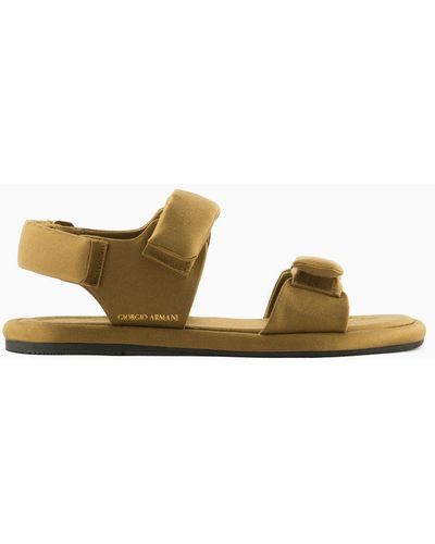 Giorgio Armani Padded Satin Flat Sandals - Metallic