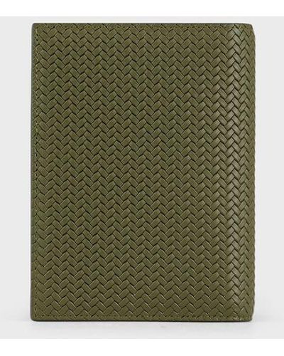 Giorgio Armani Printed Leather Passport Holder - Green