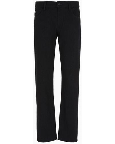 Giorgio Armani Five-pocket Regular-fit Stretch-cotton Denim Trousers - Black