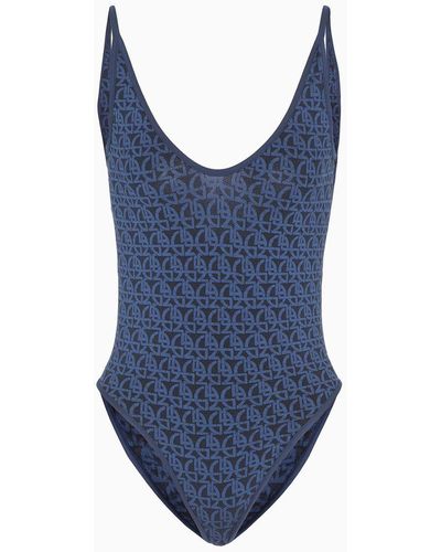 Giorgio Armani Monogram Jacquard Bodysuit - Blue