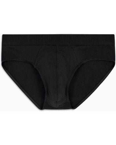 Giorgio Armani Pack Of Three Stretch Jersey Briefs - Black