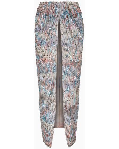 Giorgio Armani Embroidered Long Skirt - Gray