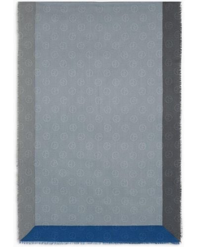 Giorgio Armani Monogram Jacquard Wool And Silk Stole - Grey