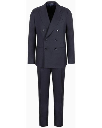 Giorgio Armani Napoli Line Double-breasted Cashmere And Silk Suit - Blue