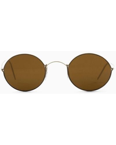 Giorgio Armani Unisex Oval Sunglasses - Metallic